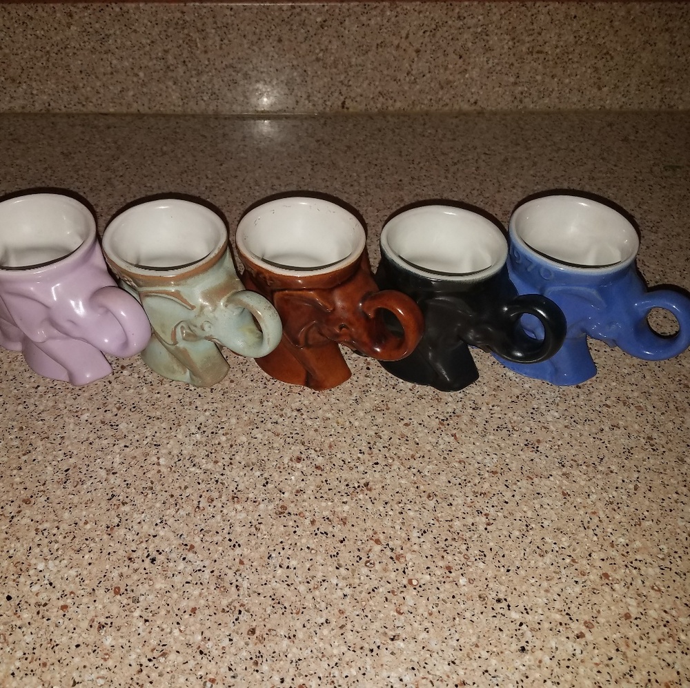 Vintage Frankoma Elephant Mug 4 Piece Set (lavende - Picture 2 of 7